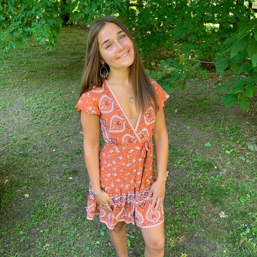 Orange Boho Wrap Dress